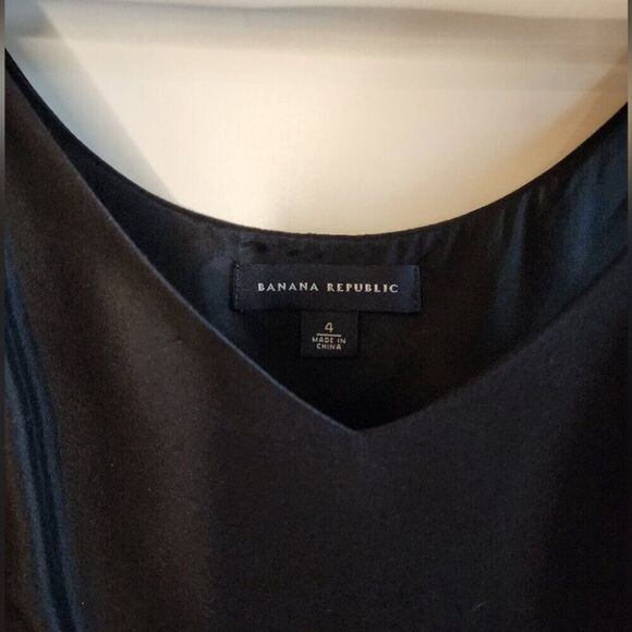 Vintage Banana Republic Classic Silk Cocktail Dress 4 Black - Picture 3 of 10